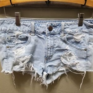 American eagle distressed torn jean shorts